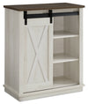 Bristow 31” Accent Cabinet with Shelves and Sliding Barn Door - White Oak