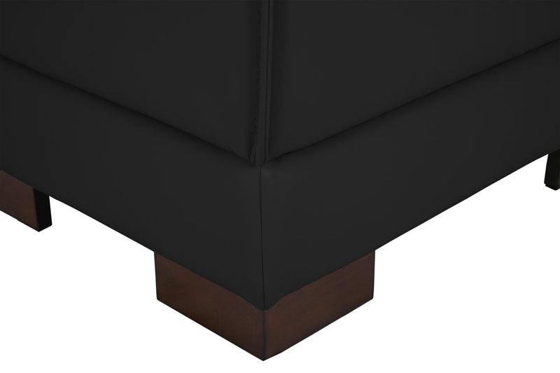Citadel 3-Piece Left-Facing Top-Grain Genuine Leather Sectional with Wood Legs - Black