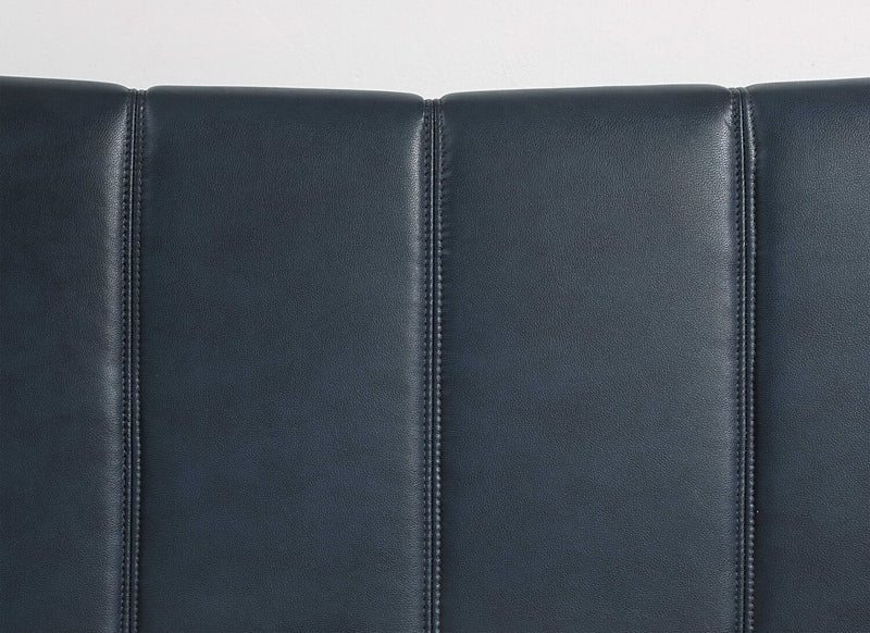 Paseo Platform Bed in Navy Vegan-Leather Fabric - Queen Size