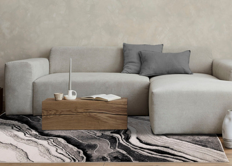 Plasma Black Grey Area Rug - 7'10\" x 10'6\"