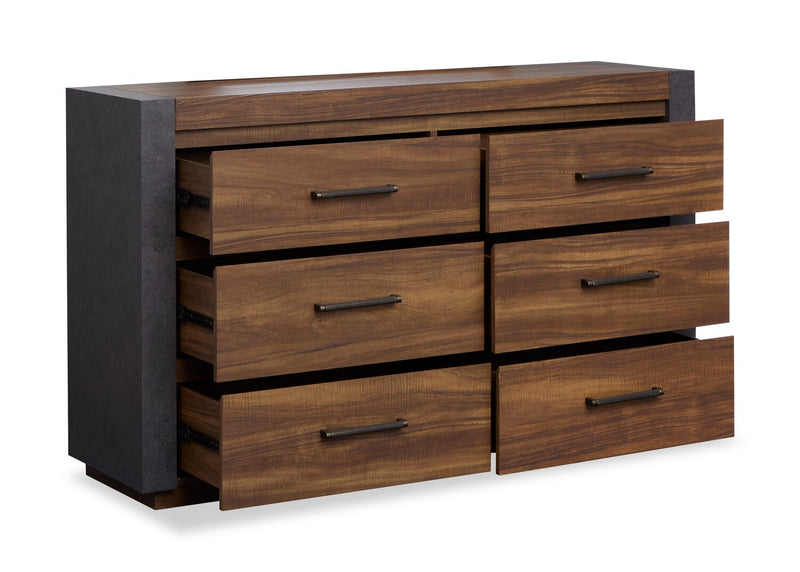 Dante Bedroom 6-Drawer Dresser, 60\"W x 36\"H - Brown