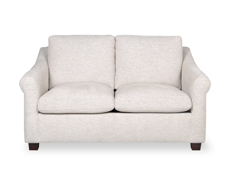 Mallie 60\" Chenille Fabric Loveseat with Rolled Arms and Wood Legs - Shell White