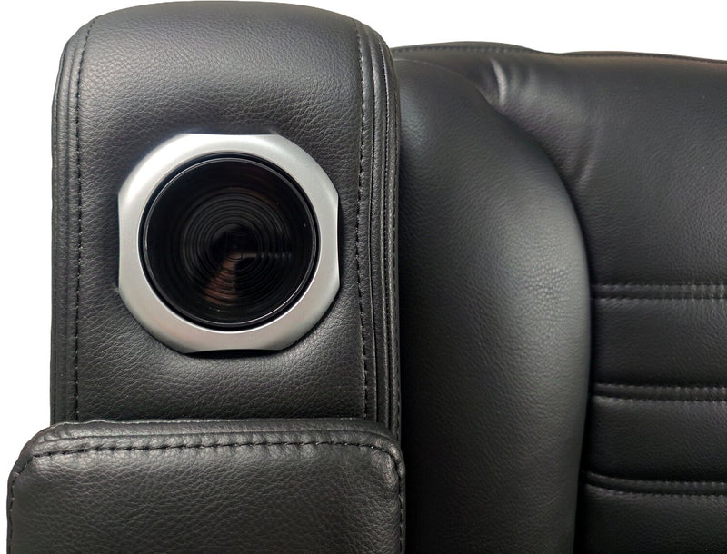 Zen 3-Piece Leather-Look Fabric Home Theatre Power Reclining Sectional with Massage and Storage Console - Black