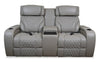Elite 74\" Genuine Leather Massage Power Reclining Loveseat with Immersive Audio and Power Headrests - Putty