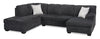 Made in Canada Morgan 2-Piece Left-Facing Chenille Fabric Wrap Sectional with Accent Pillows - Grey