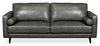 Edge 86\" Genuine Leather Sofa with Wood Legs and Removable Back Cushions - Grey