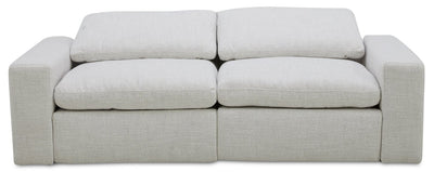 Sky Modular 91.5" Fabric Power Reclining Loveseat with Removable Feather Down Cushions - Nathan Wheat | Causeuse à inclinaison électrique modulaire Sky de 91,5 po en tissu avec coussins amovibles en duvet et plumes - blé Nathan