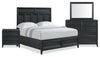 Casa 6pc Bedroom Set with Bed, Dresser, Mirror & Nightstand, Black - Queen Size