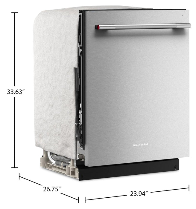 KitchenAid 24\" 44 dBA Dishwasher with 360° Max Jets™ Third Rack -PrintShield Stainless Steel - KDTS424SPS