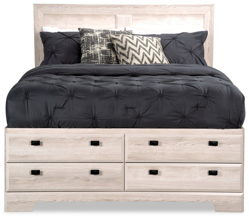 Yorkdale 12-Drawer Platform Bed with Headboard & Storage Frame, Made in Canada, White - Full Size