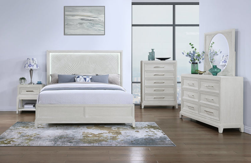 Vida Panel Bed with Headboard & Frame, Sand - King Size