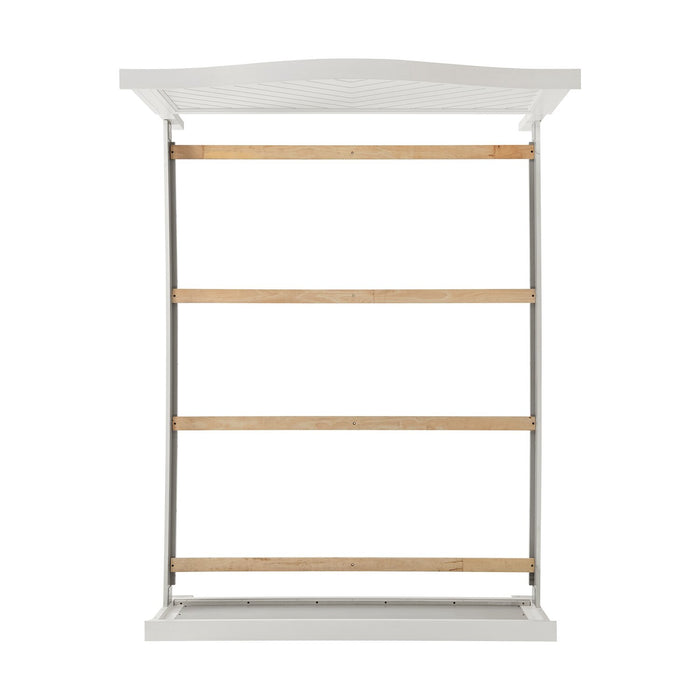 Ella Panel Bed with Headboard & Frame, Chevron Pattern, White - Queen Size