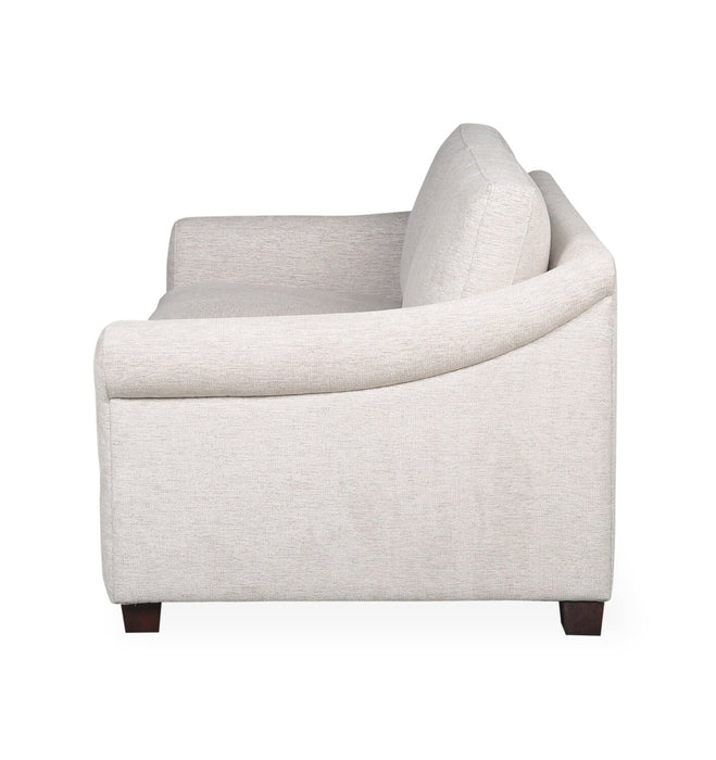 Mallie 60\" Chenille Fabric Loveseat with Rolled Arms and Wood Legs - Shell White