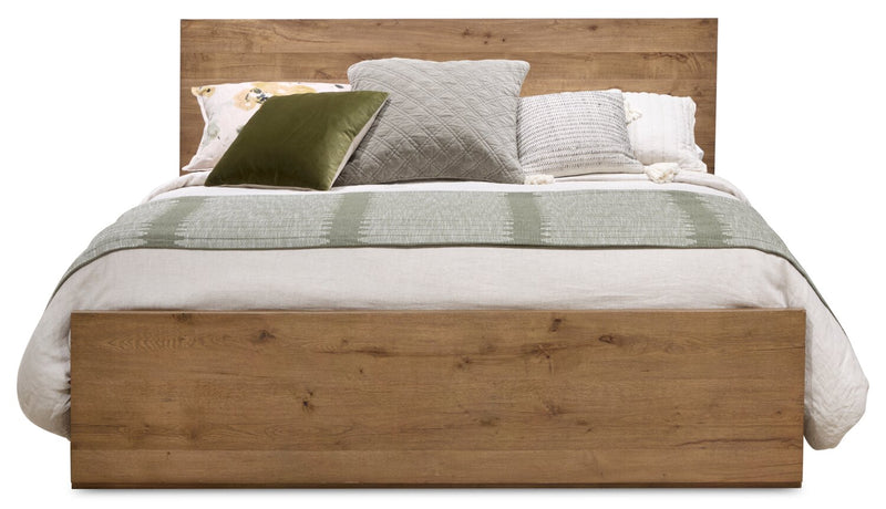 Henri Panel Bed with Headboard & Frame, Wood, Brown - King Size