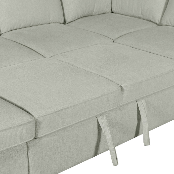 Scott Living Haven 4-Piece Right-Facing Chenille Fabric Sleeper Sectional with Storage Chaise - Seafoam Blue