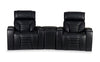 Zen 3-Piece Leather-Look Fabric Home Theatre Power Reclining Sectional with Massage and Storage Console - Black