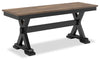 Raven Dining Bench, 48\"W - Two-Tone Black & Brown
