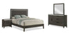 Sable 6pc Bedroom Set with Bed, Dresser, Mirror & Nightstand, Dark Grey - Full Size