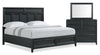 Casa 5pc Bedroom Set with Bed, Dresser & Mirror, Wood, Black - King Size