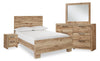 Derekson 6pc Bedroom Set with Panel Bed, Dresser, Mirror & Nightstand, Natural - Full Size