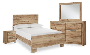 Derekson 6pc Bedroom Set with Panel Bed, Dresser, Mirror & Nightstand, Natural - Full Size