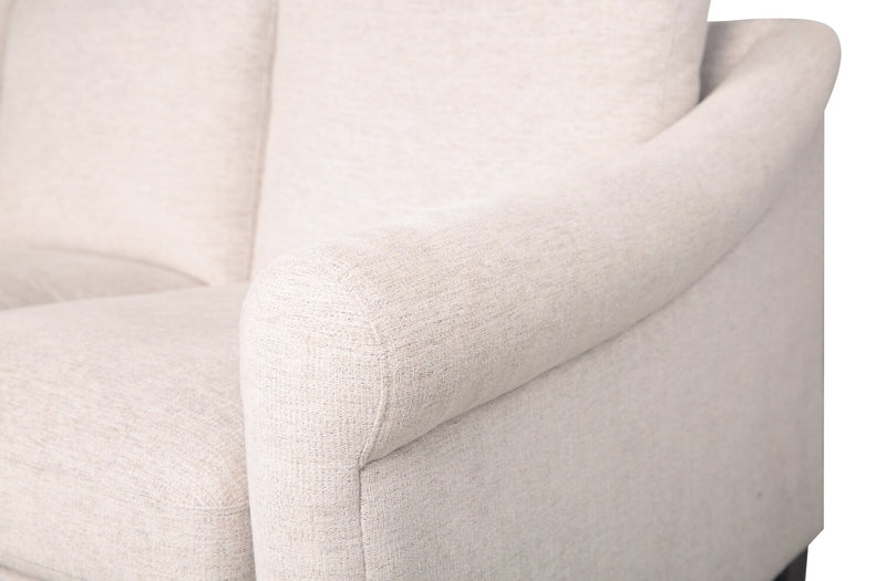 Mallie 60\" Chenille Fabric Loveseat with Rolled Arms and Wood Legs - Shell White