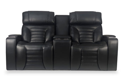 Zen 75.5" Leather-Look Fabric Power Reclining Massage Loveseat with Refrigerator Console - Black | Causeuse de massage à inclinaison électrique Zen de 75,5 po en tissu d’apparence cuir avec console réfrigérée - noire