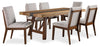 Boden 7pc Dining Set with Table & 6 Chairs, Trestle Base, 78\"W - Brown & Beige