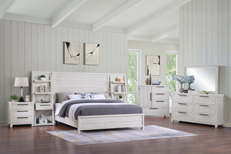 Haven Pier Bed with Headboard, Frame & 2 Piers, USB, LED, White - King Size