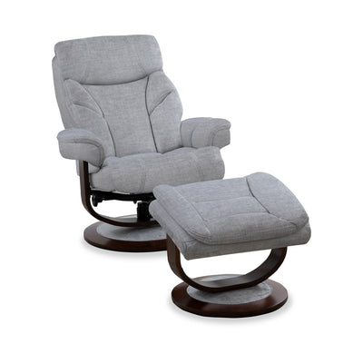 Easton 33.5" Chenille Fabric Stress Free Swivel Reclining Chair with Footrest - Silver Grey | Fauteuil pivotant inclinable Easton antistress de 33,5 po en tissu de chenille avec repose-pieds - gris argenté