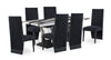 Vega 7pc Dining Set with Table & 6 Chairs, Marble Look, Pedestal Base, 82\"W - Black & White