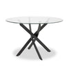 Zoe Dining Table with Glass Top, Metal Geometric Base, 47\"W Round - Black