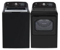 GE 5.3 Cu. Ft. Top Load Washer and 7.4 Cu. Ft. Electric Dryer – Diamond Grey