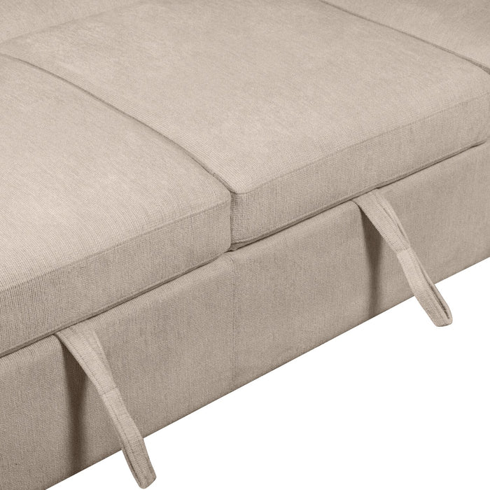 Envy 3-Piece Right-Facing Chenille Fabric Sleeper Sectional with Storage Chaise - Almond Beige