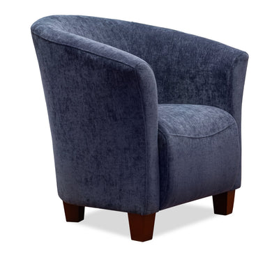 Ethan 31" Linen-Look Fabric Tub-Style Accent Chair with Wood Legs – Navy | Fauteuil d’appoint Ethan de style gondole de 31 po en tissu d’apparence lin avec pattes en bois - bleu marine