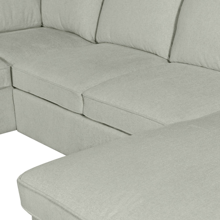 Scott Living Haven 4-Piece Right-Facing Chenille Fabric Sleeper Sectional with Storage Chaise - Seafoam Blue