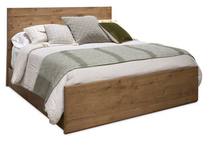 Henri Panel Bed with Headboard & Frame, Wood, Brown - Queen Size