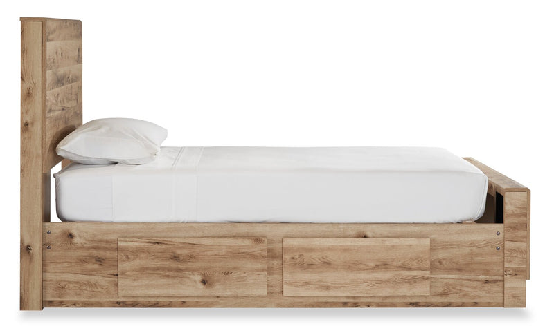 Derekson Storage Bed with 2 Built-In Side Drawers for Kids, Natural - Twin Size