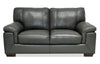 Classico 71\" Genuine Leather Loveseat with Wood Legs – Carbon Grey