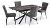 Tavo 5pc Dining Set with Table & Chairs, 63-79\"W Extension, Metal - Grey & Black