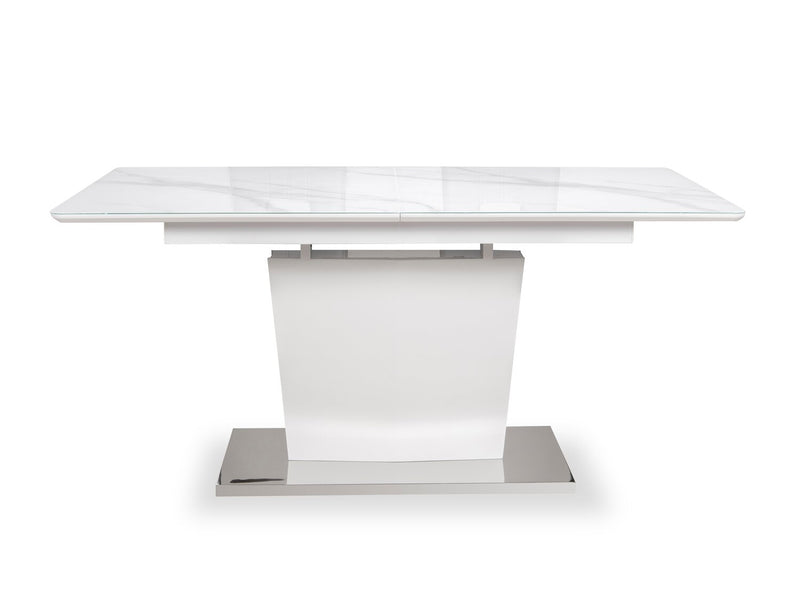 Naya 5pc Dining Package with 63-78.75\"W Extension Table & 4 Chairs - Faux White Marble & Grey