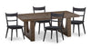Kort & Co. Sol 5pc Dining Set with Table & 4 Chairs, Pedestal Base, 78\"W - Black & Brown