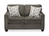 Made in Canada Lennox 57\" Chenille Fabric Loveseat with Reversible Cushions and Accent Pillows - Grey