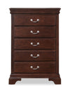 Marco Bedroom Chest of Drawers, 5-Drawer, 32\"W x 48\"H - Cherry Brown