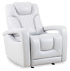 Kenzo 35\" Leather-Look Fabric Power Gliding Reclining Chair with Power Headrest, Footrest and USB Port - Fog Grey