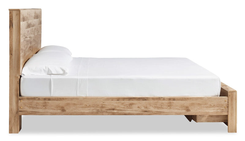 Derekson Storage Bed with 2 Built-In Footboard Drawers, Natural - King Size