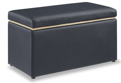 Edmonton 32" Storage Ottoman - Navy Faux Leather|Pouf de rangement Edmonton de 32 po - similicuir bleu marine