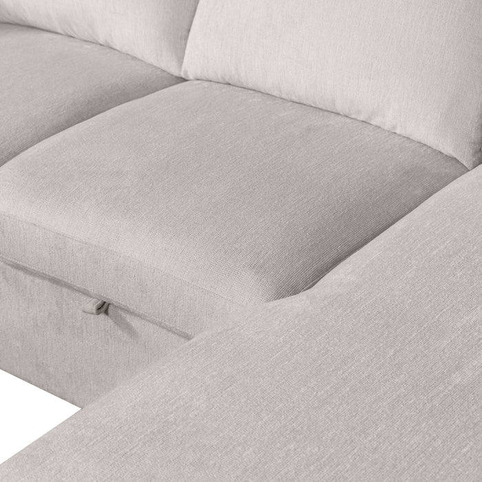 Envy 3-Piece Right-Facing Chenille Fabric Sleeper Sectional with Storage Chaise - Fog Grey
