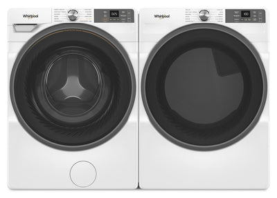 Whirlpool 5.2 Cu. Ft. Smart Front-Load Washer and 7.4 Cu. Ft. Gas Dryer - White | Laveuse intelligente à chargement frontal de 5,2 pi³, sécheuse gaz de 7,4 pi³ de Whirlpool - blanches | WHFL57WG