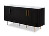 Kort & Co. Capri Dining Server with Storage, Marble-Look Top & Gold Accent, 66\"W - Black/White